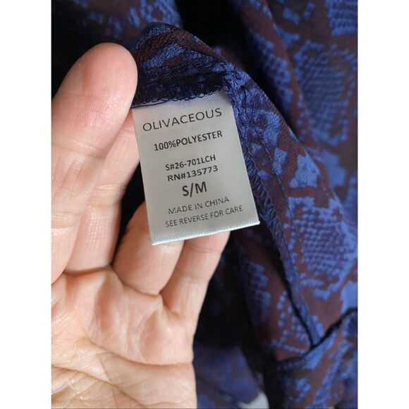 Olivaceous Snake Skin Open Front Long Sleeve Duster Kimono Cardigan S/M - Picture 4 of 6